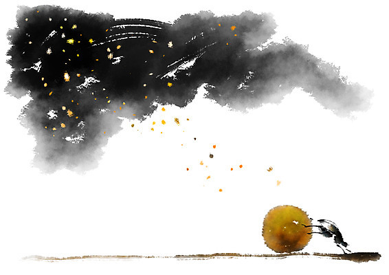 PSD 한마리 별 일러스트 캘리그라피 사람없음 야간 굴리기 쇠똥구리 국내일러스트 자연요소 1 곤충 모션 파일형식