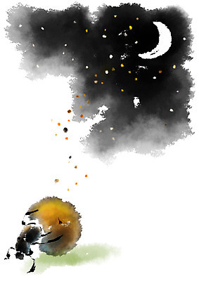 PSD 한마리 별 일러스트 캘리그라피 사람없음 야간 초승달 굴리기 쇠똥구리 국내일러스트 자연요소 1 곤충 모션 달 파일형식