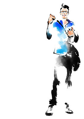 전신 PSD 남자 일러스트 캘리그라피 한명 웃음 들기 성인 책 파이팅 주먹 국내일러스트 1 모션 표정 사람 파일형식