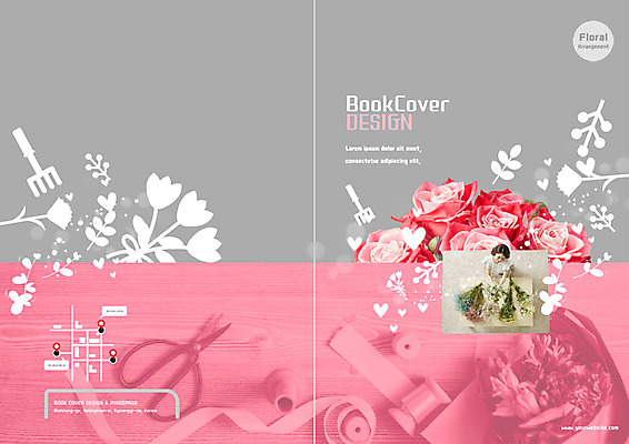 PSD 템플릿 표지디자인 북디자인 출판디자인 여자 표지 꽃 리본 리플렛 꽃다발 북커버 가위 한명 팜플렛 성인 30대 한국인 원예 약도 이미지템플릿 식물 1 지도 문구용품 사람 동양인 취미 장년 파일형식