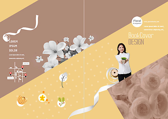 PSD 템플릿 표지디자인 북디자인 출판디자인 여자 표지 꽃 리본 화분 리플렛 북커버 한명 웃음 들기 팜플렛 상반신 20대 성인 한국인 약도 이미지템플릿 식물 1 지도 모션 표정 사람 동양인 청년 파일형식