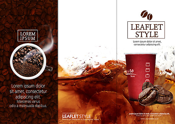 PSD 템플릿 표지디자인 북디자인 출판디자인 표지 커피 음식 리플렛 북커버 3단접지 팜플렛 사람없음 얼음 원두 커피잔 아이스커피 테이크아웃컵 이미지템플릿 자연요소 음료 잔 컵 파일형식