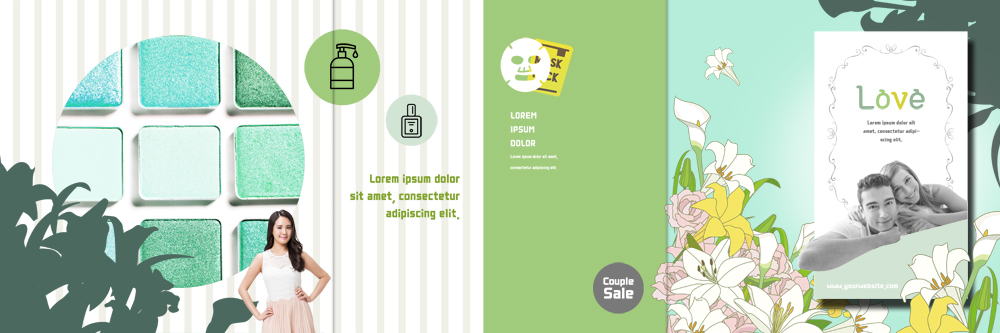 PSD 서양인 템플릿 표지디자인 북디자인 커플 출판디자인 여자 표지 남자 꽃 리플렛 북커버 3단접지 이벤트 팜플렛 상반신 20대 성인 세명 쇼핑 세일 한국인 마스크팩 이미지템플릿 외국인 식물 관계 사람 동양인 청년 팩 파일형식