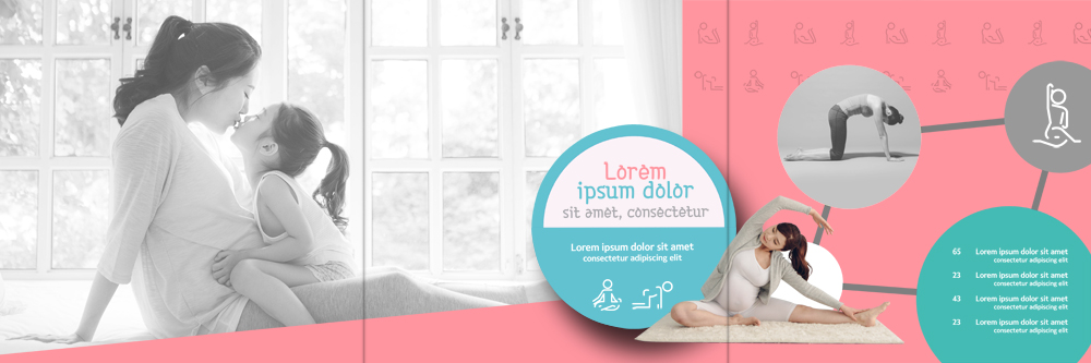 PSD 템플릿 표지디자인 북디자인 출판디자인 여자 딸 내지 어린이 리플렛 북커버 3단접지 엄마 키스 앉기 팜플렛 여러명 성인 옆모습 운동 스트레칭 임산부 한국인 매트 임산부요가 이미지템플릿 뷰포인트 다수 요가 가족 모션 건강 사람 동양인 임신 애정표현 파일형식