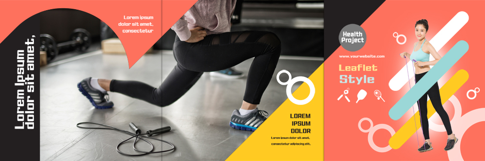 PSD 템플릿 표지디자인 북디자인 출판디자인 여자 표지 리플렛 다이어트 북커버 3단접지 서기 팜플렛 20대 성인 두명 운동 스트레칭 한국인 하반신 다리 줄넘기 런지 이미지템플릿 모션 건강 사람 동양인 청년 신체부위 파일형식