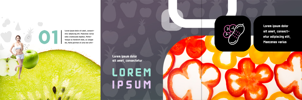 전신 PSD 템플릿 표지디자인 북디자인 출판디자인 여자 내지 리플렛 다이어트 북커버 3단접지 단면 피망 키위 한명 팜플렛 20대 성인 한국인 사과 슬라이스 이미지템플릿 1 채소 과일 건강 사람 동양인 청년 파일형식