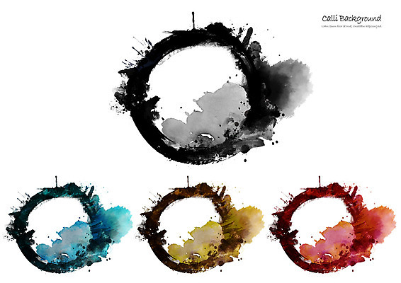 PSD 캘리배경 백그라운드 일러스트 캘리그라피 붓터치 수채화 사람없음 빨간색 파란색 노란색 검은색 원형 번짐 국내일러스트 도형 컬러 파일형식 효과