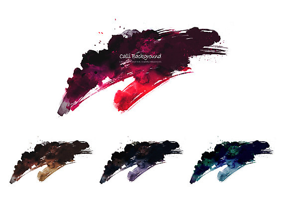 PSD 캘리배경 백그라운드 일러스트 캘리그라피 붓터치 수채화 사람없음 빨간색 파란색 보라색 번짐 국내일러스트 컬러 파일형식 효과