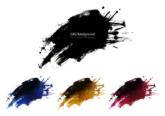PSD 캘리배경 백그라운드 일러스트 캘리그라피 붓터치 수채화 사람없음 빨간색 파란색 노란색 검은색 번짐 그라데이션 국내일러스트 컬러 파일형식 효과