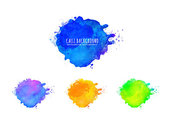 PSD 캘리배경 백그라운드 일러스트 캘리그라피 붓터치 수채화 사람없음 초록색 파란색 컬러풀 노란색 번짐 국내일러스트 컬러 파일형식 효과