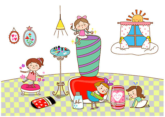 전신 여자 액자 일러스트 창문 조명 관리 여러명 성인 태양 뷰티 커튼 변화 손톱관리 매니큐어 국내일러스트 AI파일 자연요소 다수 컨셉 사람 화장품 네일아트 파일형식 벡터