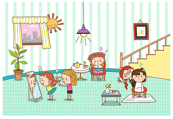 전신 식물 여자 액자 일러스트 창문 탁자 조명 관리 여러명 성인 태양 뷰티 계단 파마 변화 미용실 이발 머리손질 고데기 국내일러스트 AI파일 자연요소 헤어스타일 가구 다수 컨셉 사람 뷰티샵 헤어용품 파일형식 벡터