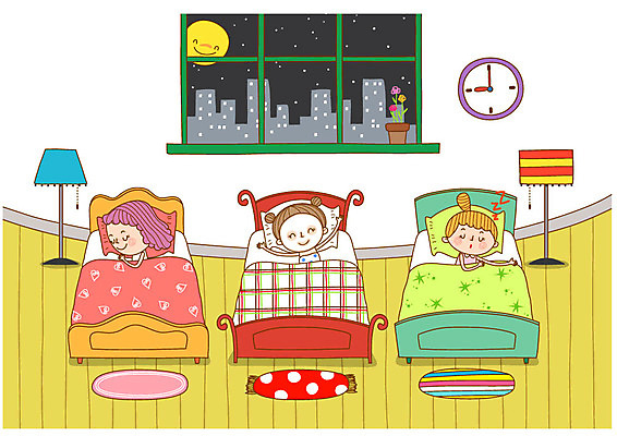 여자 시계 일러스트 창문 조명 관리 상반신 성인 세명 뷰티 달 침대 잠 변화 국내일러스트 AI파일 자연요소 가구 컨셉 사람 파일형식 벡터