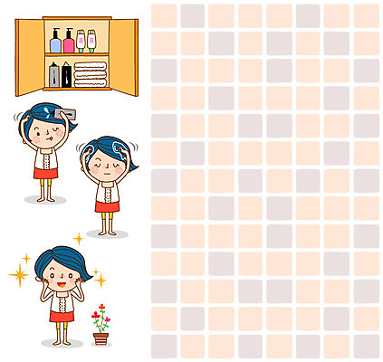 전신 여자 화분 일러스트 관리 성인 세명 위생용품 뷰티 변화 예방 샴푸 두피마사지 탈모 헤어팩 국내일러스트 AI파일 생활용품 컨셉 사람 마사지 헤어용품 증상 파일형식 벡터