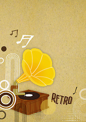 PSD 음악 백그라운드 음표 일러스트 사람없음 복고 축음기 국내일러스트 기호 음향기기 문화예술 골동품 파일형식