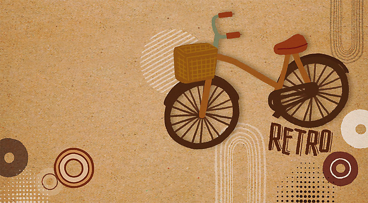 PSD 백그라운드 일러스트 사람없음 자전거 복고 국내일러스트 바이크 파일형식