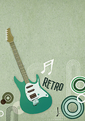 PSD 음악 백그라운드 음표 일러스트 사람없음 기타 복고 국내일러스트 기호 현악기 문화예술 파일형식