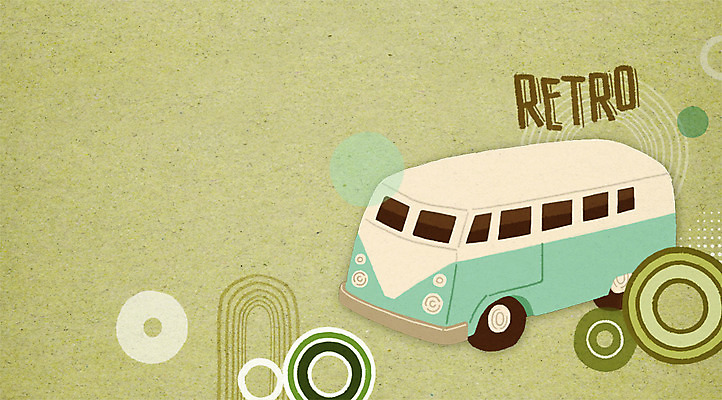 PSD 백그라운드 일러스트 자동차 버스 사람없음 복고 국내일러스트 육상교통 대중교통 파일형식