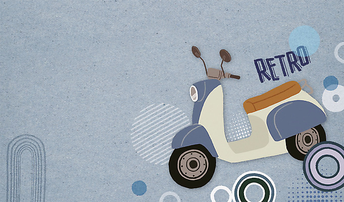 PSD 백그라운드 일러스트 사람없음 스쿠터 복고 국내일러스트 오토바이 파일형식