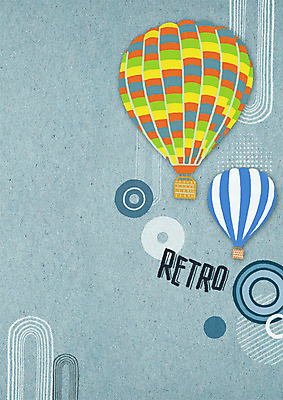 PSD 백그라운드 일러스트 사람없음 열기구 복고 국내일러스트 항공교통 파일형식