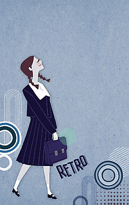 전신 PSD 학생 여자 패션 교복 백그라운드 일러스트 청소년 한명 10대 추억 복고 국내일러스트 1 옷 컨셉 사람 파일형식