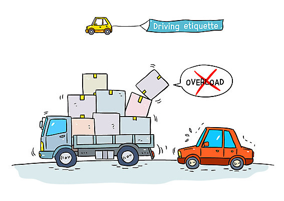 말풍선 일러스트 자동차 사람없음 운전 트럭 금지 짐 깃발 떨어짐 X 아니오 교통안전 안전운전 과적 로드에티켓 국내일러스트 AI파일 알파벳 육상교통 컨셉 모션 안전 예절 파일형식 벡터