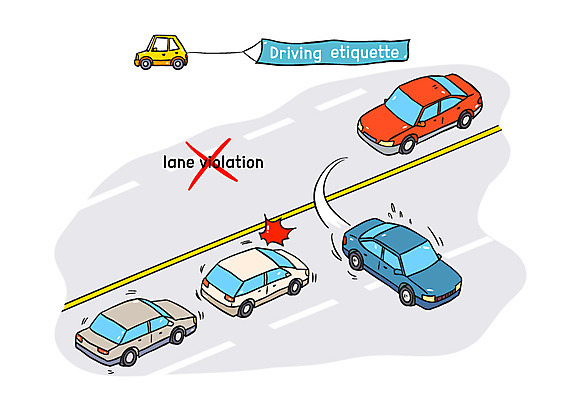 도로 일러스트 자동차 사람없음 운전 금지 깃발 X 아니오 교통안전 안전운전 중앙선 차선위반 침범 로드에티켓 국내일러스트 AI파일 알파벳 길 육상교통 교통시설 모션 안전 예절 위반 파일형식 벡터