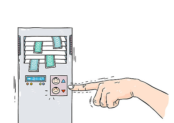 손 지폐 일러스트 한명 신체부위 여름 에너지 절약 더위 에어컨 에너지절약 실내온도 국내일러스트 AI파일 1 계절 컨셉 돈 날씨 사람 가전제품 온도 파일형식 벡터