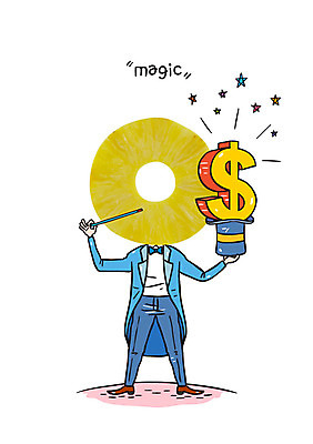 편집이미지 남자 별 음식 포토일러 의인화 한명 서기 금융 달러 마술 마술사 파인애플 마술봉 마술사모자 이미지편집 AI파일 자연요소 모자_잡화 1 돈 과일 모션 사람 경제 열대과일 마술도구 파일형식 벡터