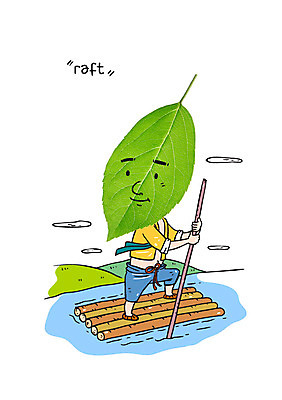 편집이미지 남자 음식 포토일러 나뭇잎 의인화 한명 서기 강 한복 뱃사공 노젓기 뗏목 이미지편집 AI파일 1 한국전통 교통수단 잎 배_교통 모션 사람 전통의상 파일형식 벡터