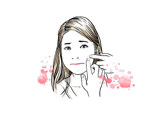 PSD 우먼라이프 여자 일러스트 청소년 한명 상반신 뷰티 피부관리 여드름 사춘기 국내일러스트 1 라이프스타일 사람 파일형식