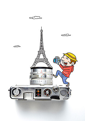 구름 편집이미지 남자 여행 포토일러 한명 카메라 사진촬영 에펠탑 안식처 이미지편집 AI파일 자연요소 1 휴식 사람 전자제품 촬영 파리 랜드마크 파일형식 벡터