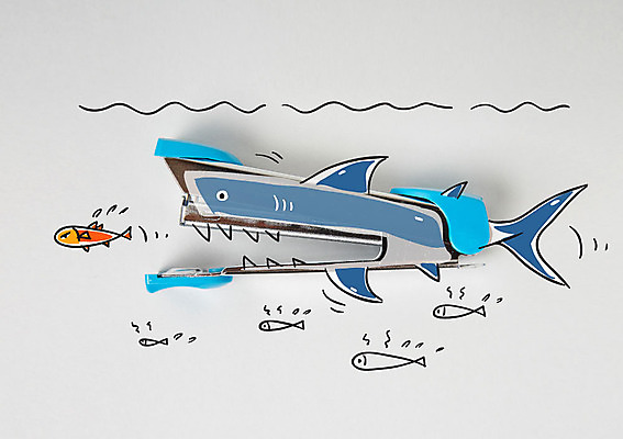 편집이미지 여러마리 포토일러 어류 사람없음 수중동물 스테이플러 상어 이미지편집 AI파일 동물 다수 사무용품 파일형식 벡터