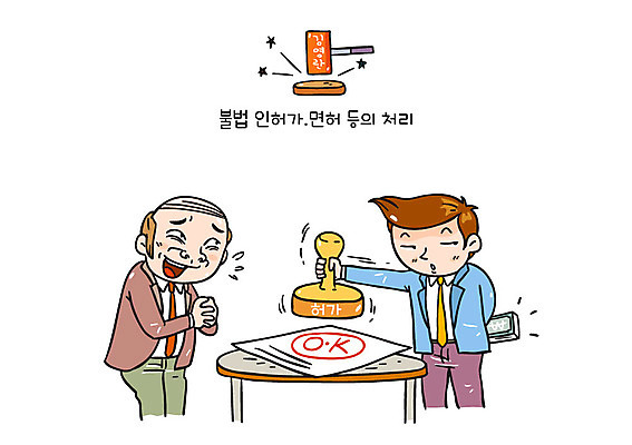 남자 지폐 일러스트 탁자 성인 두명 도장 비즈니스맨 공익캠페인 OK 문서 의사봉 뇌물 부정부패 청탁 김영란법 국내일러스트 AI파일 캠페인 가구 돈 비즈니스 사람 손짓 직장인 법 파일형식 벡터