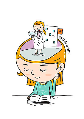 학생 여자 교육 생각 일러스트 의학 병원 성인 두명 책 독서 꿈 의사 장래희망 국내일러스트 AI파일 사람 의료진 파일형식 벡터