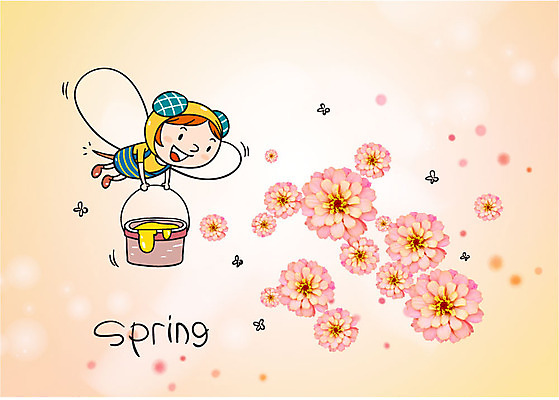 편집이미지 꽃 포토일러 한명 봄 꿀벌 꿀 꿀단지 이미지편집 AI파일 식물 1 계절 사람 벌_곤충 파일형식 벡터