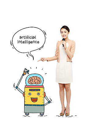 전신 외국인 편집이미지 여자 과학 말풍선 포토일러 한명 서기 동양인 20대 성인 가리킴 비즈니스우먼 뉴스 아나운서 로봇 마이크 4차산업 AI_인공지능 이미지편집 AI파일 직업 1 산업 음향기기 비즈니스 모션 사람 인종 손짓 청년 직장인 파일형식 벡터