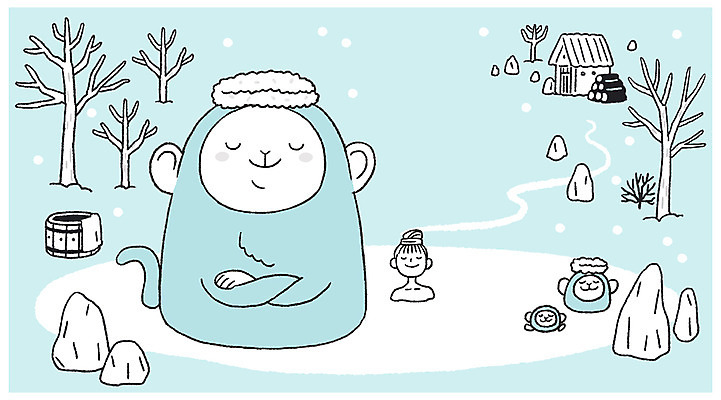 PSD 나무 여자 겨울 일러스트 휴식 프레임 세마리 한명 상반신 성인 수건 온천 바위 원숭이 오두막 프레임일러스트 국내일러스트 식물 1 계절 컨셉 포유류 3 사람 위생용품 스파 돌_바위 파일형식