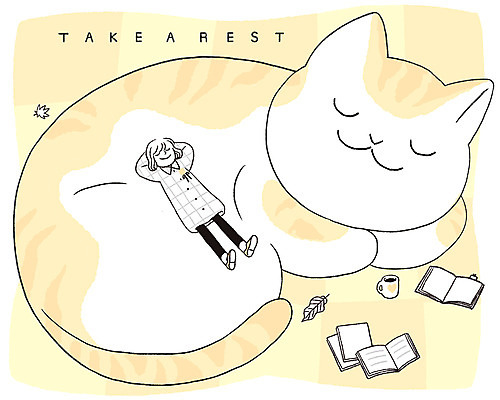 전신 PSD 한마리 여자 커피 낙엽 일러스트 휴식 프레임 한명 성인 책 눕기 독서 고양이 가을 프레임일러스트 국내일러스트 1 계절 음료 컨셉 잎 포유류 모션 사람 반려동물 파일형식