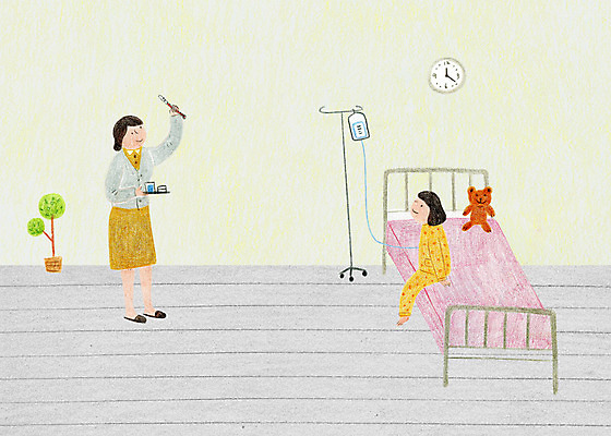 전신 PSD 식물 어린이 시계 일러스트 병원 성인 두명 곰인형 의사 침대 온도계 체온계 링거 병실 체온 체온측정 국내일러스트 인형 가구 의학 의료기기 사람 의료진 측정 파일형식