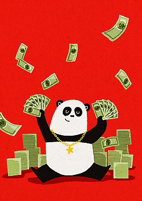 PSD 한마리 돈 일러스트 사람없음 달러 중국 판다 금목걸이 국내일러스트 1 아시아 목걸이 곰 재산 파일형식