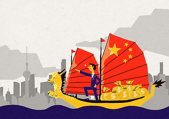 전신 PSD 남자 일러스트 한명 성인 중국인 달러 중국 비즈니스맨 돈자루 상하이 오성홍기 선박 국내일러스트 외국인 1 아시아 수상교통 돈 비즈니스 사람 동양인 직장인 국기 파일형식