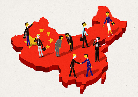 전신 PSD 외국인 백인 여자 남자 일러스트 비즈니스 서기 여러명 성인 중국인 중국 오성홍기 중국지도 국내일러스트 서양인 아시아 다수 지도 모션 사람 동양인 인종 국기 파일형식