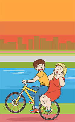 전신 PSD 여자 남자 다이어트 일러스트 성인 두명 건물 자전거 승차 강가 비만 국내일러스트 건축물 모션 건강 사람 강 바이크 몸매 파일형식