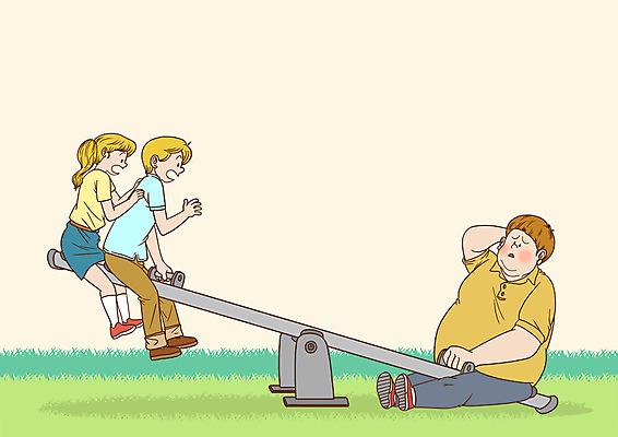 전신 PSD 여자 남자 어린이 다이어트 일러스트 앉기 세명 놀람 비만 시소 국내일러스트 감정 모션 표정 건강 사람 놀이기구 몸매 파일형식