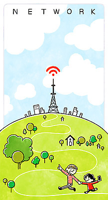 전신 PSD 나무 공원 여자 남자 인터넷 일러스트 주택 빌딩 성인 두명 도시 네트워크 와이파이 송신탑 무선네트워크 국내일러스트 식물 공공시설 사람 건물 탑 무선인터넷 파일형식