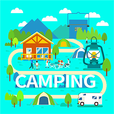 여자 남자 어린이 일러스트 자연 텐트 여러명 성인 타이포그라피 마을 캠핑 램프 숲 오두막 캠핑카 반합 국내일러스트 AI파일 문자 다수 자동차 레저 조명 캠핑도구 사람 생태계 파일형식 벡터