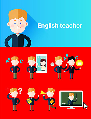 아이콘 직업 캐릭터 영어 여자 남자 포즈 직업캐릭터 회화 여러명 성인 세트 강사 플랫 영어교사 원어민 학원 온라인강의 화상통화 얼굴없음 2D아이콘 AI파일 문자 교육 다수 말하기 사람 교사 강의 통화 파일형식 벡터 언택트