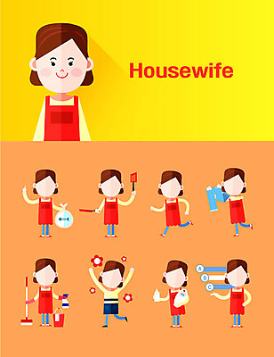 아이콘 직업 캐릭터 여자 포즈 엄마 직업캐릭터 요리 여러명 성인 세트 육아 자유 플랫 빨래 청소 주부 얼굴없음 여자만 2D아이콘 AI파일 다수 컨셉 가사 가족 사람 파일형식 벡터