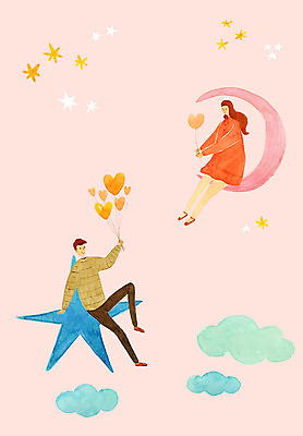 전신 PSD 구름 커플 여자 남자 별 일러스트 사랑 두명 달 하트 하트풍선 국내일러스트 자연요소 모양 감정 관계 사람 풍선 파일형식